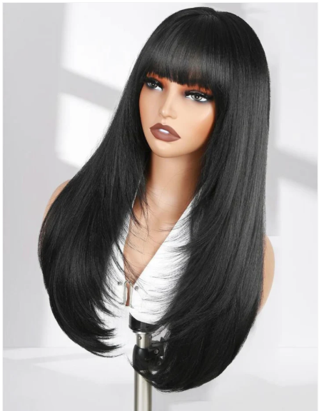 Black wig with Bangs - Glueless