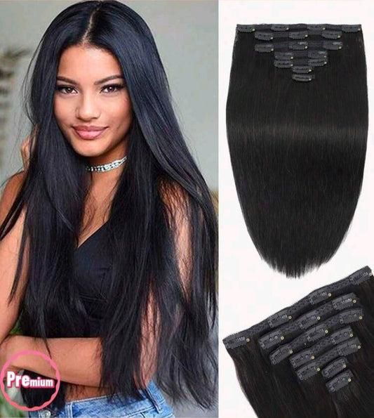 7pcs Clip in Straight Natural Hair Extensions